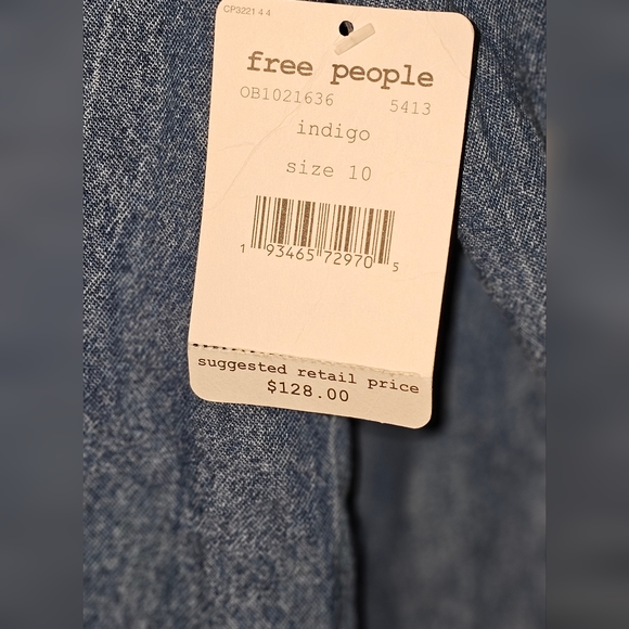 2/$40 Size 10 Free People Brand Jean Dress - Picture 3 of 4